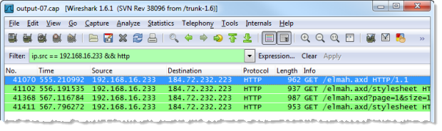 Wireshark filtrare i pacchetti HTTP per quelli inviati dal iPad