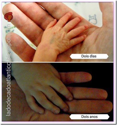 Colagem de fotos de mãos de criança seguras por mãos adultas