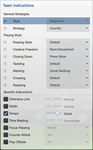 FM 2013 Tactics - Team instructions