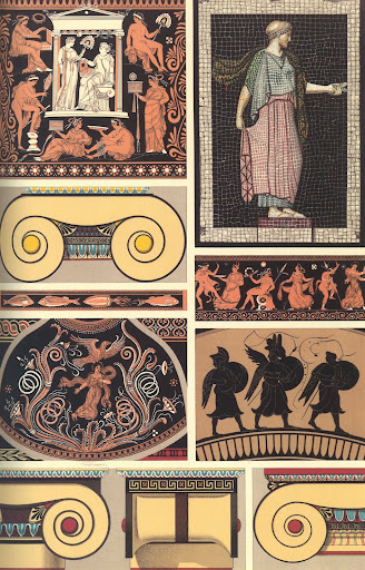 Greek art motifs from ionic capitals, ceramics and bas-relief. Greek art motifs from ionic capitals, ceramics and bas-relief.