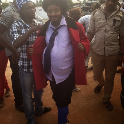 Ini Edo Dressed As A Pot-belly Man For A Movie