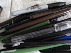 And now to organize the pens.  Martha really like the LePen brand, which has a smooth writing micro-fine plastic point and a sleek barrel design.  Plus, the ink is acid free and non-toxic.