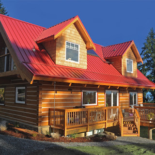 Back view of Ecolog show home in Central Saanich, BC