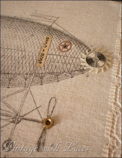 Steampunk Fish Collage Detail - Vintage with Laces