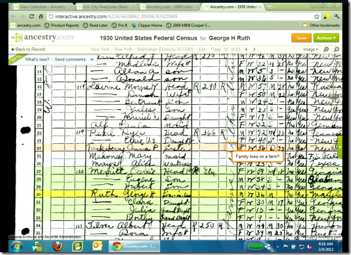 Ancestry.com's new image viewer utilizes highlights and popups to make the record more accessible