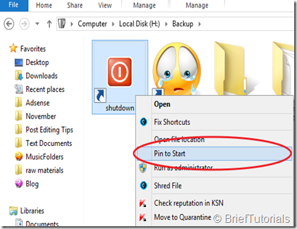 shutdown tile pin to start shutdown tile pin to start