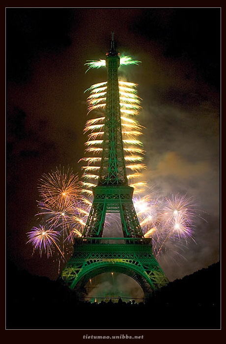 Eiffel Tower on Fire:On the occasion of Bastille Day (French National Holiday July 14)