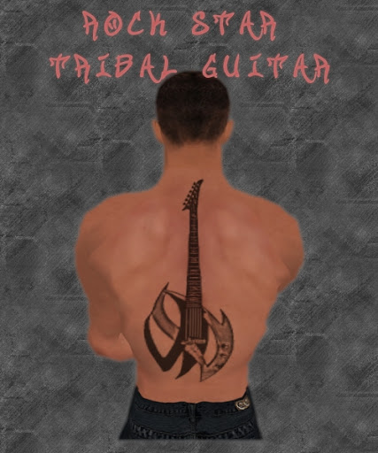 Rock Star Tribal Guitar Tattoo Men's Tattoos guitar tattoos for men