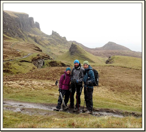 Jutta, Robert and Wolfgang with The Quiraing behind them