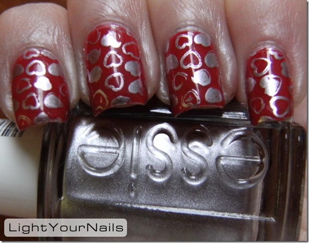 Nailmode Red Gaia stamped with DRK-A plate and Essie Nothing Else Metals Nailmode Red Gaia stamped with DRK-A plate and Essie Nothing Else Metals