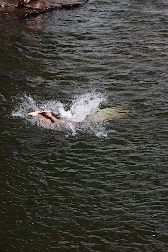 Juanca diving into the freezing water