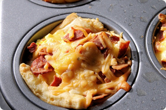 melted shredded cheese breakfast cups