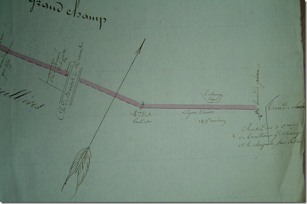 Sur le plan de 1830 la borne de Grena et les autres repères de débornement : moulin, route, petites bornes