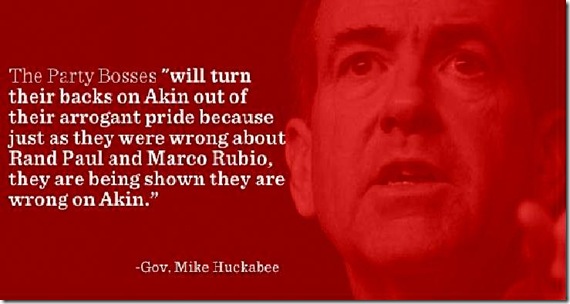 Huckabee Banner support for Todd Akin