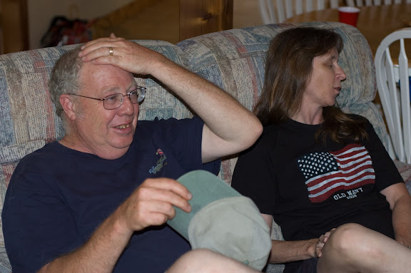 Sandra's extended family threw a small party.  Lots of people were there.
