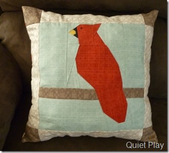 Winter's Lane Cardinal cushion