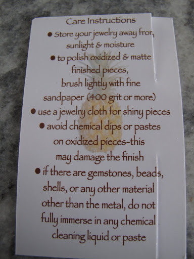 And the care instructions - fine sandpaper is good - watch out for those chemical dips.