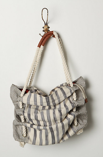 Rope is used on a lot of summer totes, but I like this bag with it's ruched look. (anthropologie.com) Rope is used on a lot of summer totes, but I like this bag with it's ruched look. (anthropologie.com)