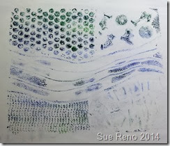 Collograph printing, image 5, by Sue Reno