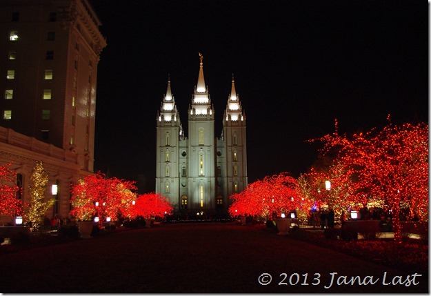 Salt Lake Temple and Christmas Lights on Temple Square, Salt Lake City, Utah