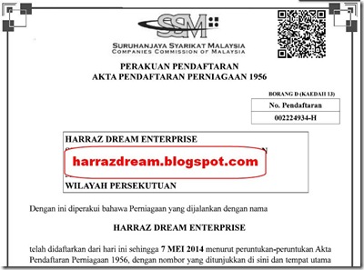 Harraz Dream registration company