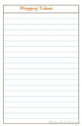blogging ideas printout
