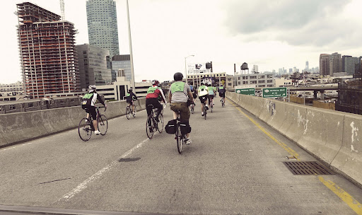 Cycling on the off ramp of the Queensboro Bridge.