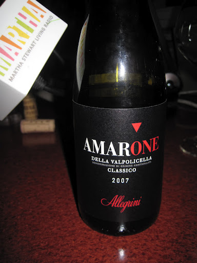 2007 Amarone della Valpolicella Classico. This velvety, full bodied wine, goes well with rich sauces, gamey meats, and blue cheese.
