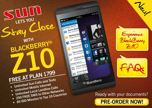 Sun Cellular BlackBerry Z10 Plan 1799