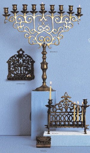 From Top: This Polish branch-style menorah, circa 1890, probably graced a synagogue. Hanging - and bench - style menorahs were developed in the Middle Ages. During the Spanish Inquisition, the Jews known as Marranos concealed their menorahs in small travel From Top: This Polish branch-style menorah, circa 1890, probably graced a synagogue. Hanging - and bench - style menorahs were developed in the Middle Ages. During the Spanish Inquisition, the Jews known as Marranos concealed their menorahs in small travel