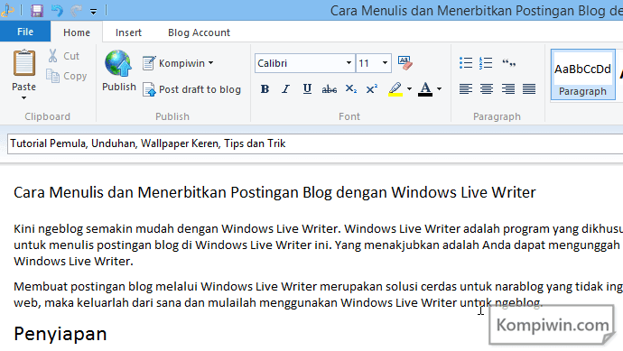 cara menggunakan windows live writer