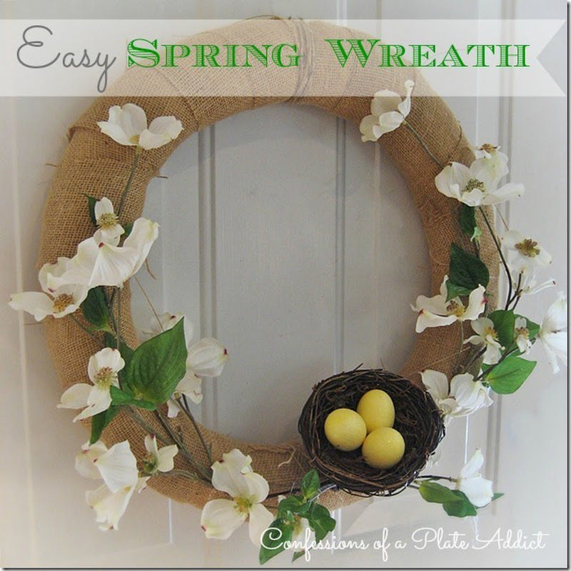 Burlap and Dogwood...My Easy (and Almost Free) Spring Wreath