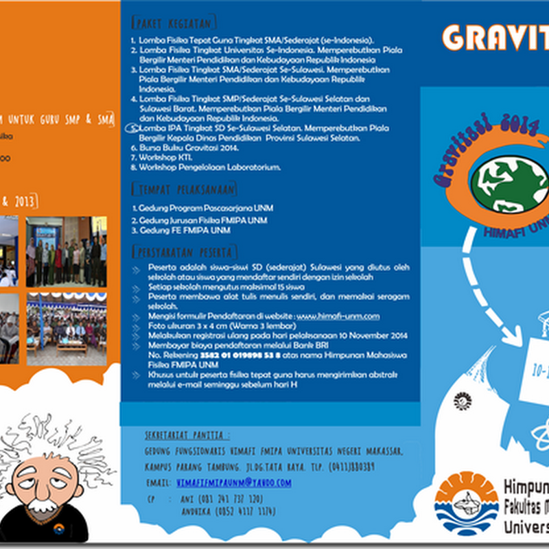 Brosur GRAVITASI 2014 tingkat SD, SMPA, SMA dan Universitas