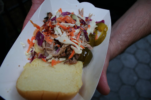Western Tennessee-Style Whole Hog Sandwich with Pickles and Cole Slaw from Patrick Martin of
Martin’s Bar-B-Que Joint in Nashville, TN