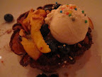 I couldn’t resist staying for dinner, and indulging in this beautiful bunelo de viento – a crispy rosette-style bunuelo dipped in Xoco's homemade Mexican-style chocolate with white chocolate-tequila crema and drunken Klug Farm peaches and blueberries.