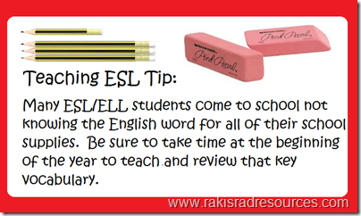 Teach important school vocabulary to esl / ell students in the beginning of the year, to ensure success as the year progresses. - Raki's Rad Resource