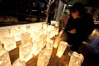 Candles are lit at the Rememberance Garden, in Spinningfields.