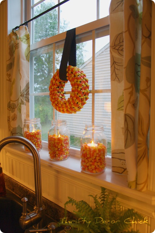 ball jars with candy corn