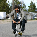 Riding the scooter in South Lake Tahoe Scooter