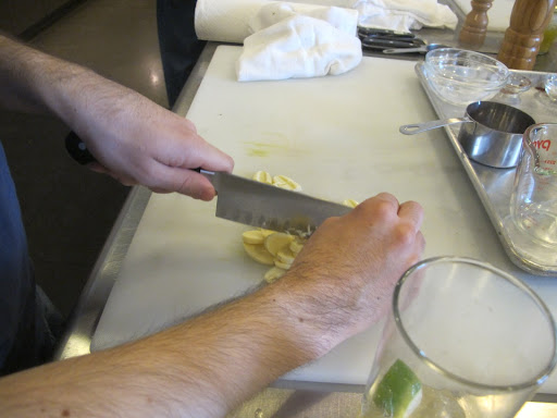Chopping chocolate for the pudding cakes