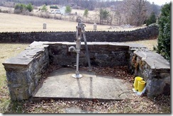 Water pump in front of Old Stone Church At Greenspring