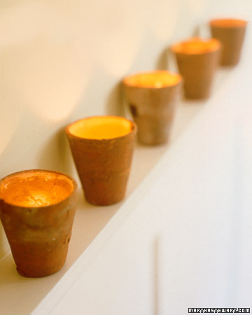 Handmade votive candles are wonderful small gifts! I love seeing these lined up on a mantel.