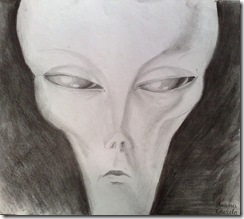 Portret de extraterestru desen in creion - Alien portarait pencil drawing Portret de extraterestru desen in creion - Alien portarait pencil drawing