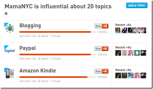 MamaNYC.net Klout Topics Page