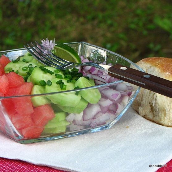 salata od lubenice, krastavaca i crvenog luka-1