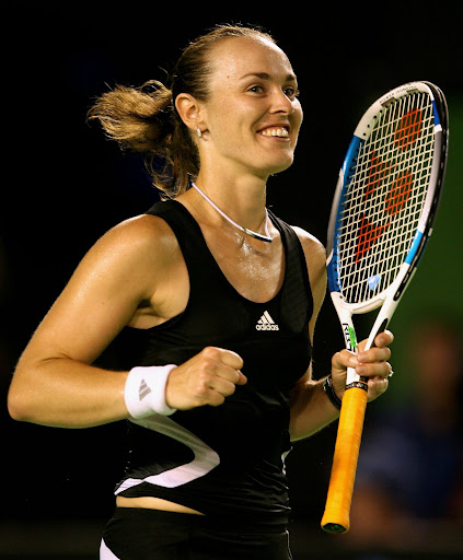 MELBOURNE AUSTRALIA JANUARY 20 Martina Hingis of Switzerland celebrates