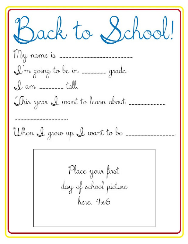 Back to School Printable from Poofy Cheeks