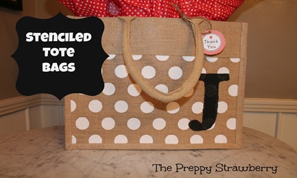 Stenciled Tote Bags {The Preppy Strawberry}