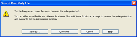 How to Edit Readonly File and Warn when Save in Visual Studio