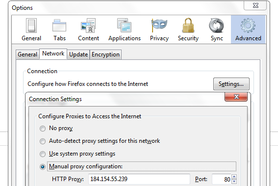 Firefox 
Network Options